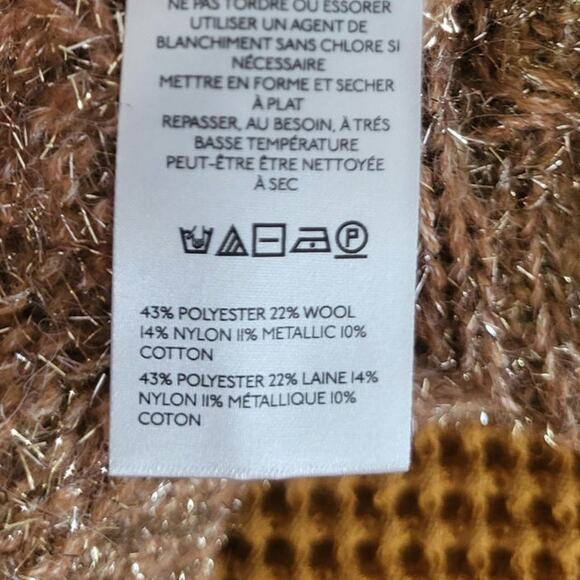 Anthropologie Pilcro Shine Metallic Wool Cable Knit Turtleneck Sweater Size MP - Picture 8 of 8